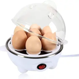 Máquina elétrica branca para cozinhar ovos com tampa transparente